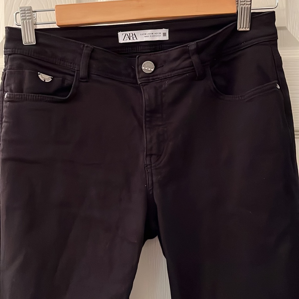 Zara Women’s Black Mid Rise Skinny Jeans Sz 6‎ Ankle Flattering Minimalist Basic View 4